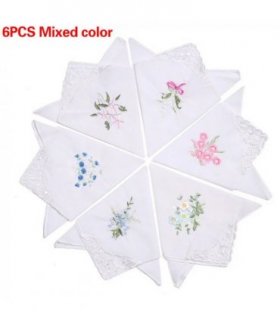 6 Pack Ladies Handkerchiefs 100% Cotton Plain White With Satin Stripe Border