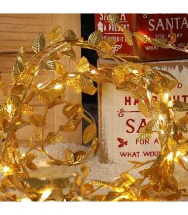 String LED Lights- Gold Leaf Design