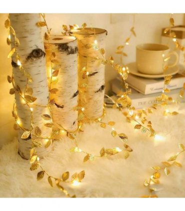 String LED Lights- Gold Leaf Design