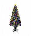 6 FT Pre-lit Fiber Optic Christmas Tree, Artificial Xmas Tree with Lighted Star Topper and Star Ornaments, Multicolor LEDs, Holiday Xmas Decoration Tree for Home Office Store Party, Green