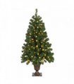 4 FT Pre-lit Artificial Christmas Tree with Trophy Shaped Base, Potted Xmas Tree with 120 Warm Lights, 211 Branch Tips and Remote Control for Holiday Party Office Home, Green