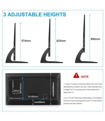 27"-65" Universal Table Top TV Stand Base LCD LED VESA Pedestal Mount Bracket UK