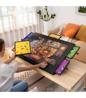 1000pcs Puzzle Board Cover Tilting Portable Lightweight Felt Jigsaw w/6 Drawers