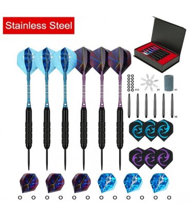 6 PCS 24g Professional Tungsten Darts Tip Set Steel Shaft 12 Flights With Case