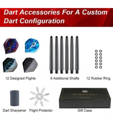 6 PCS 24g Professional Tungsten Darts Tip Set Steel Shaft 12 Flights With Case