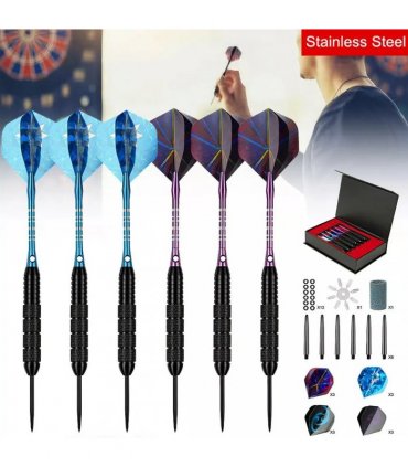 6 PCS 24g Professional Tungsten Darts Tip Set Steel Shaft 12 Flights With Case