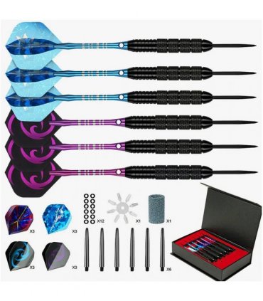 6 PCS 24g Professional Tungsten Darts Tip Set Steel Shaft 12 Flights With Case