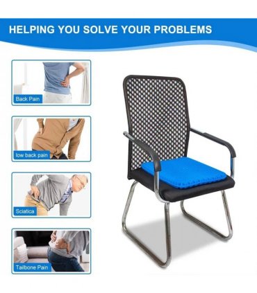 Honeycomb Breathable Gel Seat Cushion Cooling Double Thick Sitting Pad Mat Blue