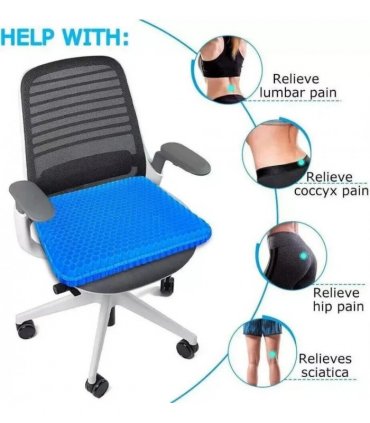 Honeycomb Breathable Gel Seat Cushion Cooling Double Thick Sitting Pad Mat Blue