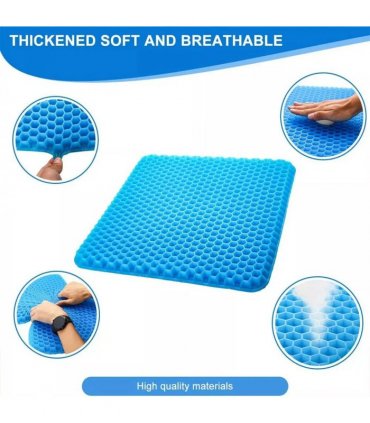 Honeycomb Breathable Gel Seat Cushion Cooling Double Thick Sitting Pad Mat Blue
