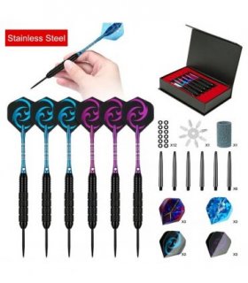 6 PCS 24g Professional Tungsten Darts Tip Set Steel Shaft 12 Flights With Case
