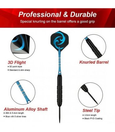 6 PCS 24g Professional Tungsten Darts Tip Set Steel Shaft 12 Flights With Case