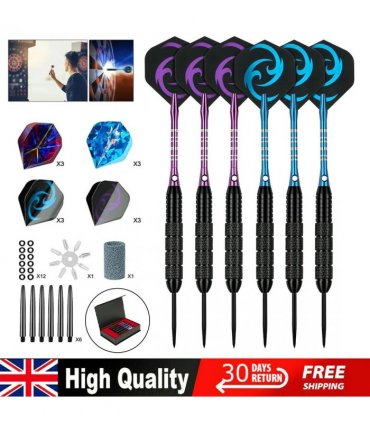 6 PCS 24g Professional Tungsten Darts Tip Set Steel Shaft 12 Flights With Case