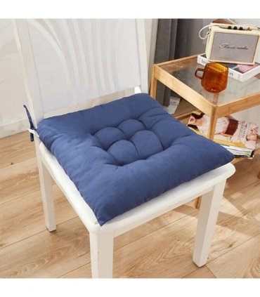 4 Pack Seat Pad Dining Room Garden Kitchen Chair Seat Cushions Tie On Plain UK-blue
