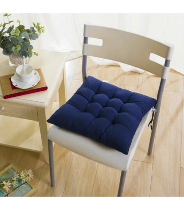 4 Pack Seat Pad Dining Room Garden Kitchen Chair Seat Cushions Tie On Plain UK-blue