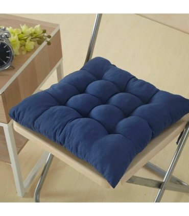 4 Pack Seat Pad Dining Room Garden Kitchen Chair Seat Cushions Tie On Plain UK-blue