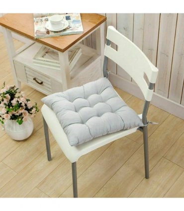 4 Pack Seat Pad Dining Room Garden Kitchen Chair Seat Cushions Tie On Plain UK-blue