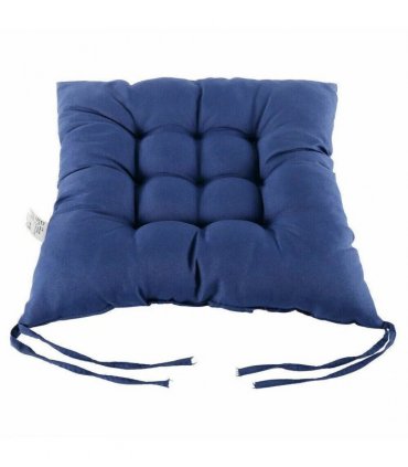 4 Pack Seat Pad Dining Room Garden Kitchen Chair Seat Cushions Tie On Plain UK-blue