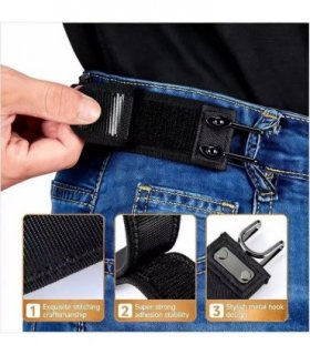 2pcs Unisex Tactical Metal Hook Elastic Belt Buckle Invisible Waist Belt Closure