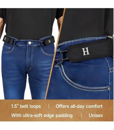 2pcs Unisex Tactical Metal Hook Elastic Belt Buckle Invisible Waist Belt Closure