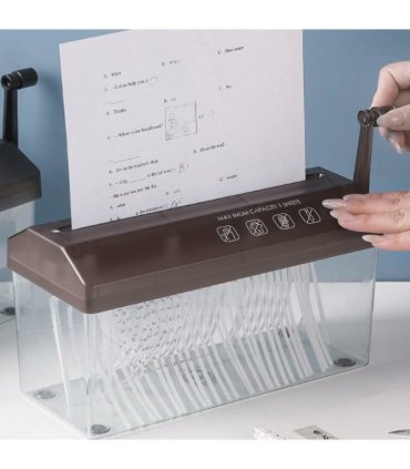NEW Hand Manual Desktop Office A4 Paper Shredder Strip Cut Shredding w/ Wastebasket UK