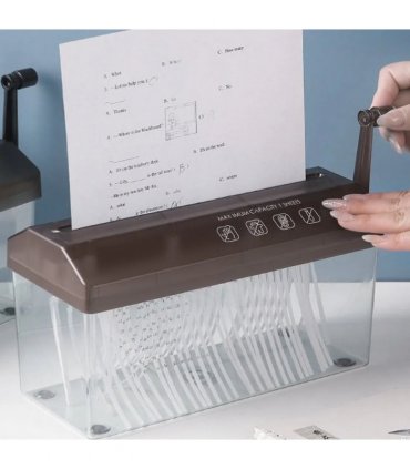 NEW Hand Manual Desktop Office A4 Paper Shredder Strip Cut Shredding w/ Wastebasket UK