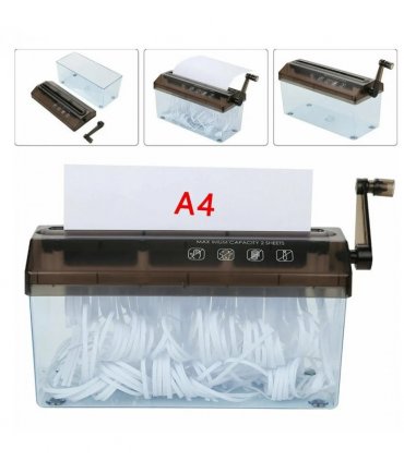 NEW Hand Manual Desktop Office A4 Paper Shredder Strip Cut Shredding w/ Wastebasket UK