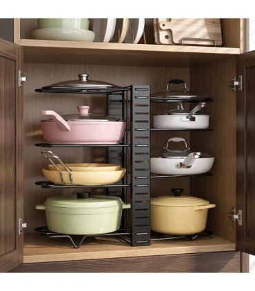 Adjustable Pan Organiser Pot Saucepan Kitchen Storage Rack Holder Sturdy Shelf