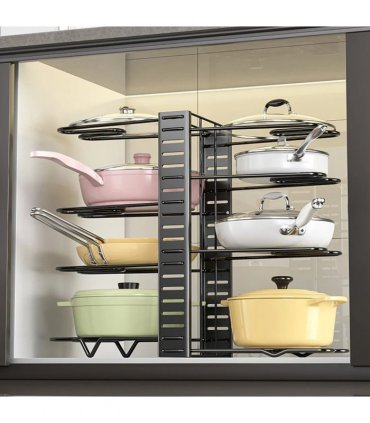 Adjustable Pan Organiser Pot Saucepan Kitchen Storage Rack Holder Sturdy Shelf