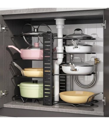 Adjustable Pan Organiser Pot Saucepan Kitchen Storage Rack Holder Sturdy Shelf