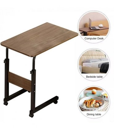 Height Adjustable Mobile Over Bed Table Hospital Overbed Aid Desk Laptop Tray