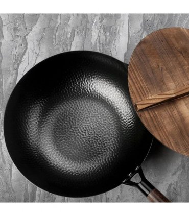 32CM Household Pure Iron Wok Non Coated Cast Iron Pan for Gas Induction Cookers~