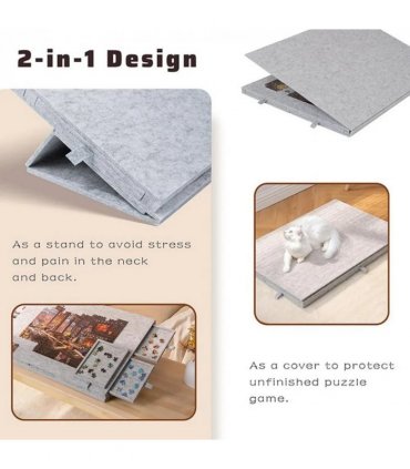 Felt Jigsaw Puzzle Board Portable Puzzle Storage-Table w/ 6 Slid Drawer 1000pcs