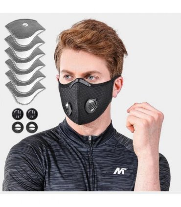 2PC Breathable Carbon Filter Face Mask with Valve – Reusable for Sports/Outdoors