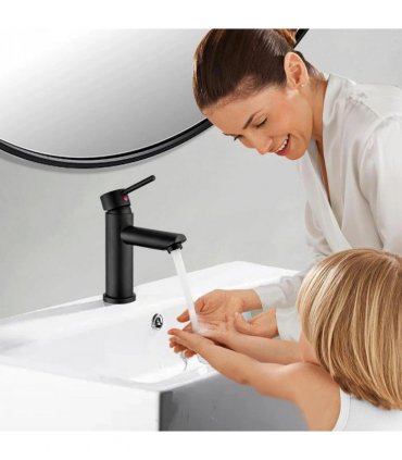 Cisivis Cloakroom Modern Bathroom Basin Sink Mono Chrome Mixer Tap Waste UK
