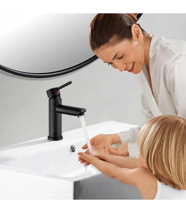 Cisivis Cloakroom Modern Bathroom Basin Sink Mono Chrome Mixer Tap Waste UK