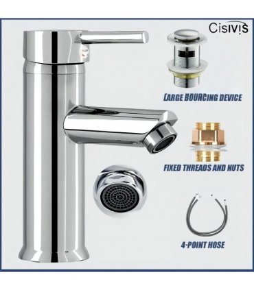 Cisivis Cloakroom Modern Bathroom Basin Sink Mono Chrome Mixer Tap Waste New