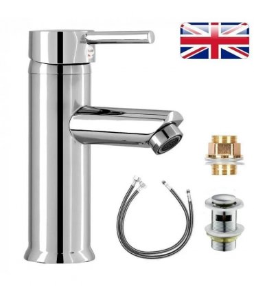 Cisivis Cloakroom Modern Bathroom Basin Sink Mono Chrome Mixer Tap Waste New