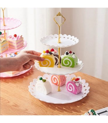 6pcs Cake Stand Afternoon Tea Wedding Plates Party Embossed Tableware Holder-white