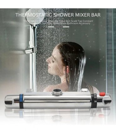 Bathroom Exposed Bar Thermostatic Shower Mixer Valve Tap Chrome 1/2" Outlet UK