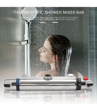 Bathroom Exposed Bar Thermostatic Shower Mixer Valve Tap Chrome 1/2" Outlet UK