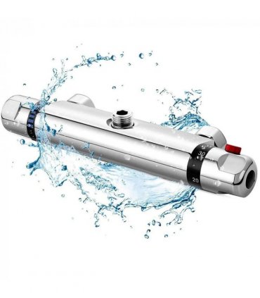 Bathroom Exposed Bar Thermostatic Shower Mixer Valve Tap Chrome 1/2" Outlet UK