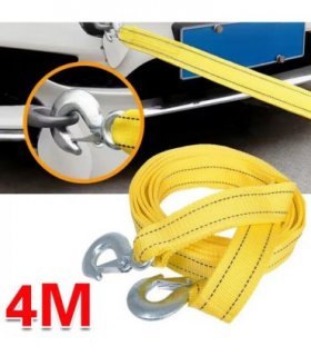 4M Heavy Duty 3 Ton Car Tow Cable Towing Pull-Rope Strap Hooks Van Road Recovery