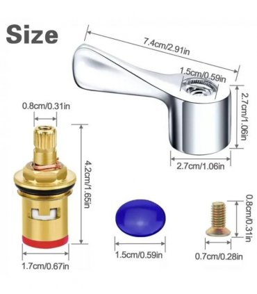 2Sets Faucet Handle And Turn Tap G1/2 Handle Knob Lever Taps Tops Valves Kits f