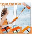 4.5m 15ft Telescopic Window Cleaning Brush Kit Extending Wash Head Squeegee High