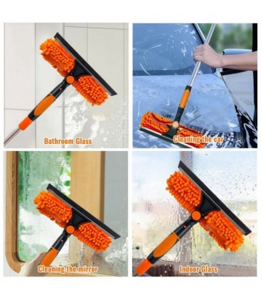 4.5m 15ft Telescopic Window Cleaning Brush Kit Extending Wash Head Squeegee High