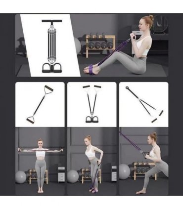 Pedal Resistance Band with 4 Tubes, Adjustable 25-100lb Full Body Workout for