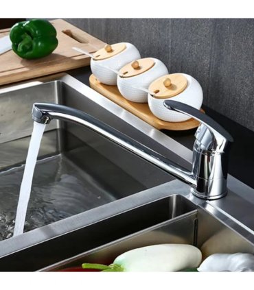 Modern Kitchen Sink Mixer Taps Swivel Spout Single Lever Tap Luna Mono Chrome UK