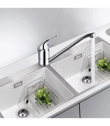 Modern Kitchen Sink Mixer Taps Swivel Spout Single Lever Tap Luna Mono Chrome UK