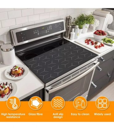 Large Induction Hob Protector Mat 52*60cm Silicone Heat Resistant-Mats Washable